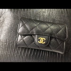 Chanel Caviar Wallet With Gold Hardware